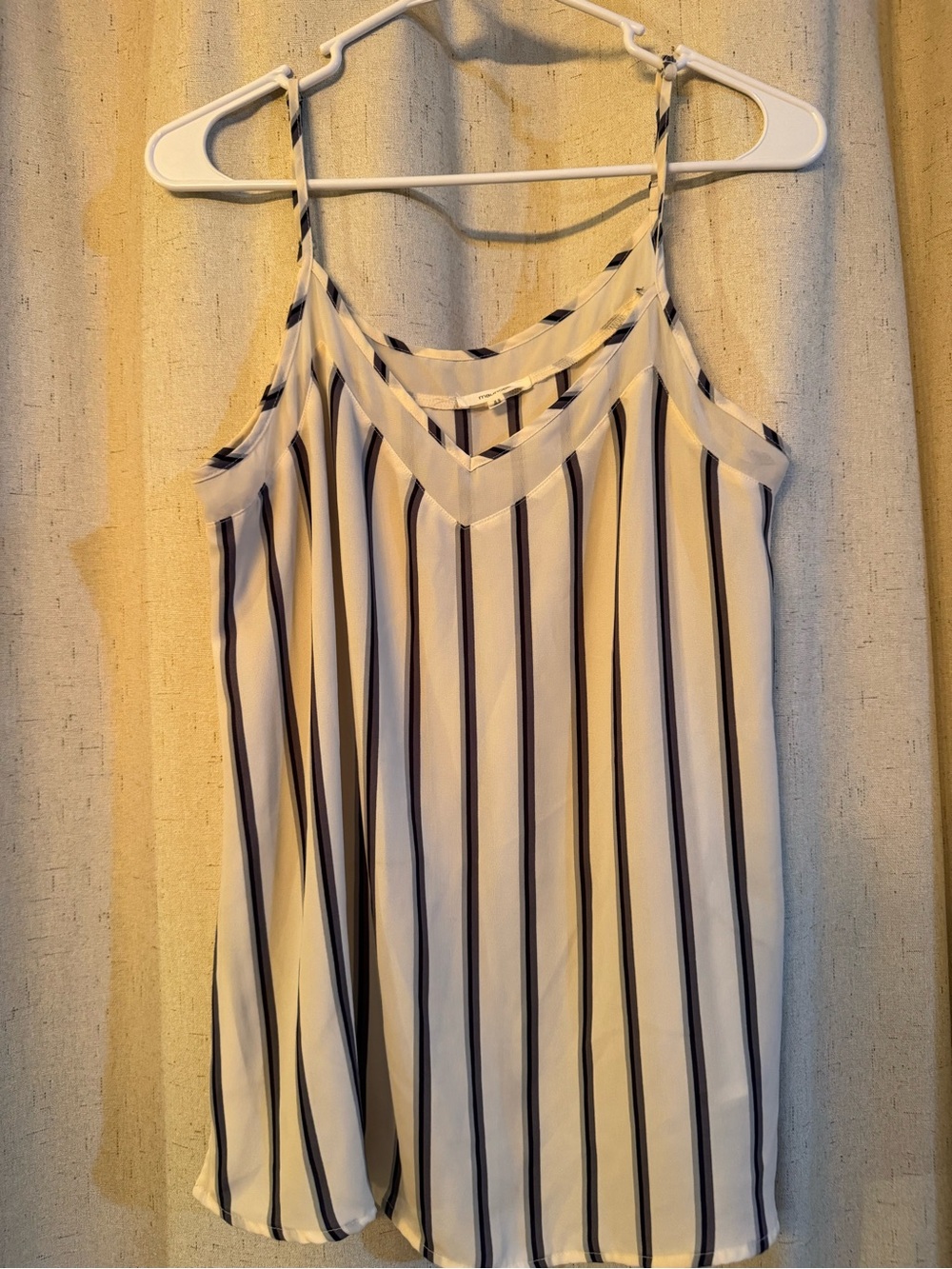 Maurices White Tank Top with Navy Vertical Stripes